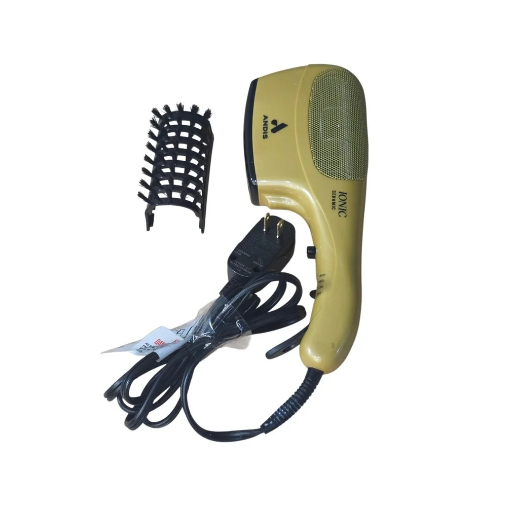 Andis Ionic Ceramic Hair Dryer Dual Voltage Gold with Brush Attachment - Picture 1 of 9